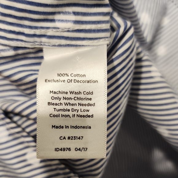Talbots Blue and White Polka Dot Striped Shirt 2X Petite - Picture 8 of 8